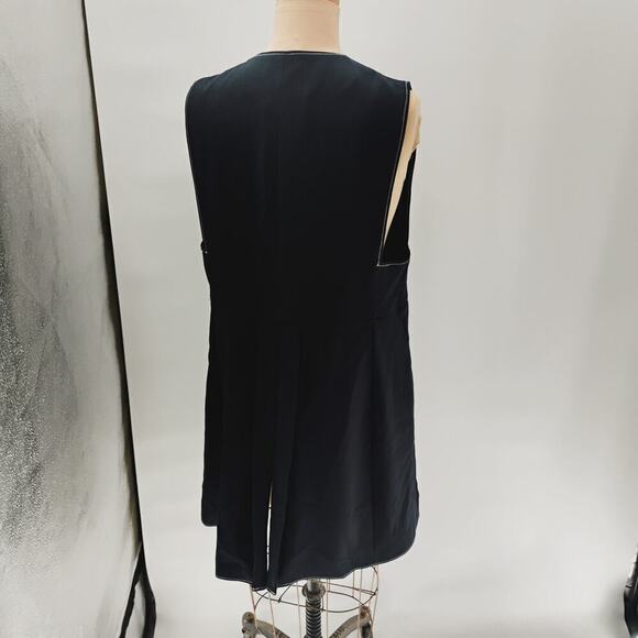 ZARA LONG dark blue vest open clasp contrast stitch long lined vest open front - Picture 8 of 12